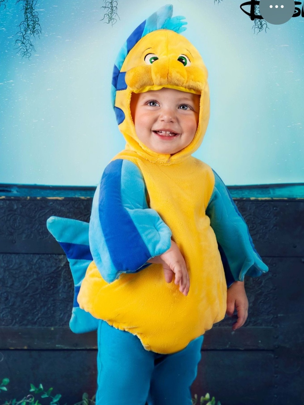 Disney Brand Infant Size 9-12 Months Plush Flounder Costume Little Mermaid